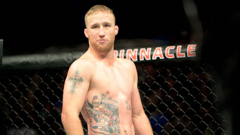 Justin Gaethje smiles after defeating James Vick at UFC Fight Night 135.