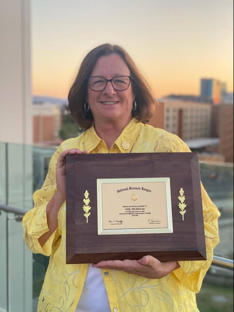 Gail Nicholas, Bob Jones Academy faculty member, was recently inducted into the National Speech & Debate Association Hall of Fame