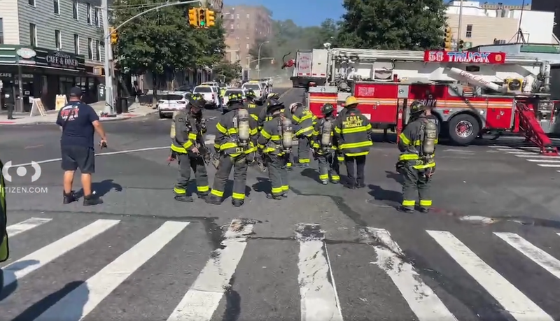 FDNY and Con Edison officials respond to a gas rupture in the Bronx on Sunday morning.