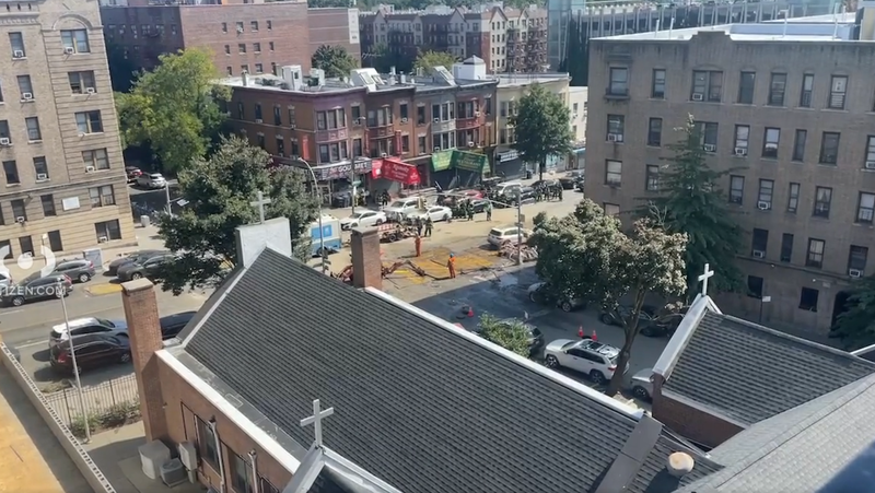 FDNY and Con Edison officials respond to a gas rupture in the Bronx on Sunday morning.