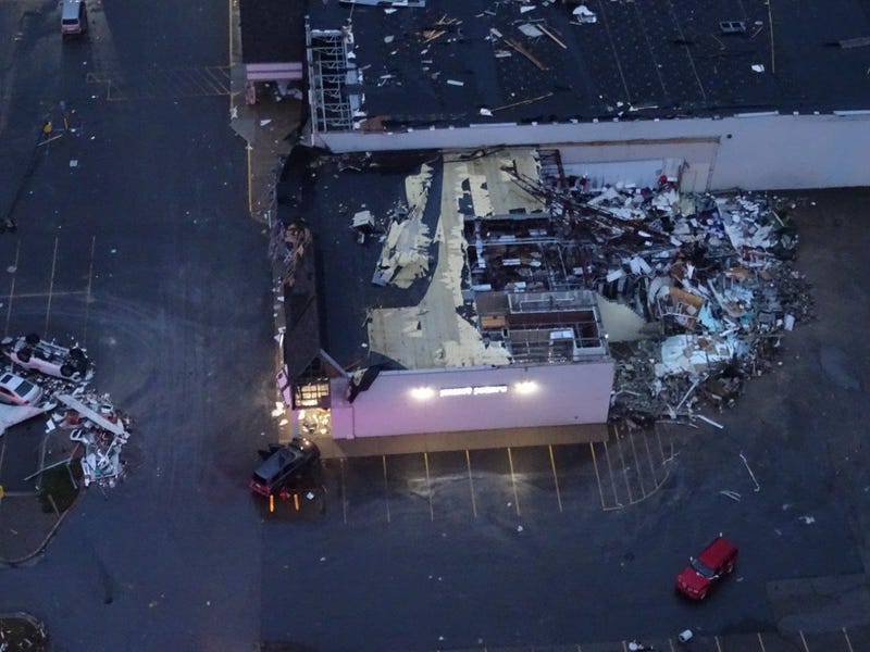 Tornado damage at Hobby Lobby in Gaylord.
