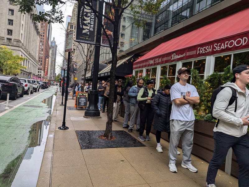 voters wait in line outside Chicago Supersite