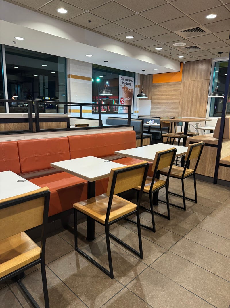 The seat where Luigi Mangione was on a laptop when a McDonald's employee recognized him at a location in Altoona, Pennsylvania