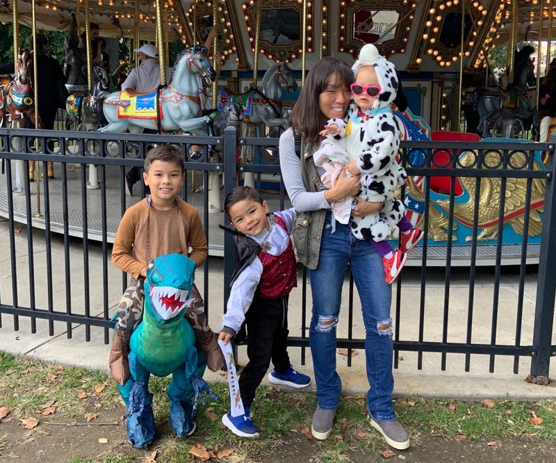 Heather Gentile brought her kids to Franklin Square Park: (left to right) eight-year-old John, five-year-old Henry, and two-year-old Grace.