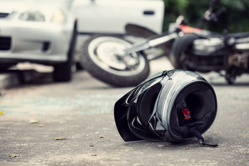 overturned motorcycle on road
