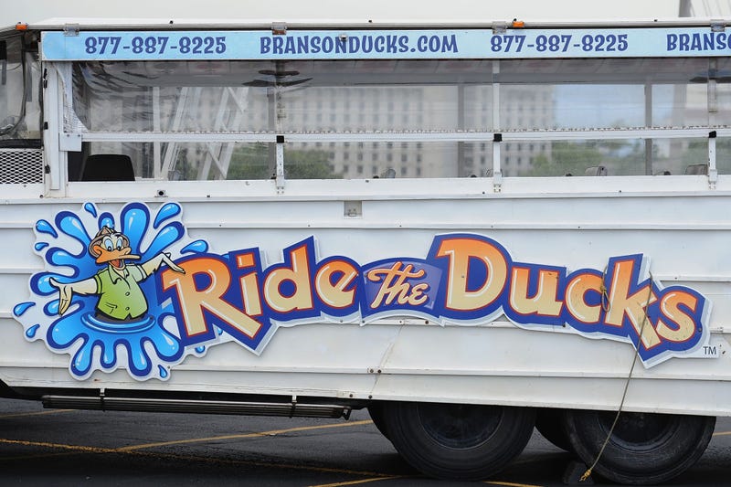 A Ride The Ducks World War II DUKW boat is seen at Ride The Ducks on July 20, 2018 in Branson, Missouri. Hundreds of mourners stopped by the location to pay their respects to the victims after a duck boat capsized in Table Rock Lake in a thunderstorm on Thursday.