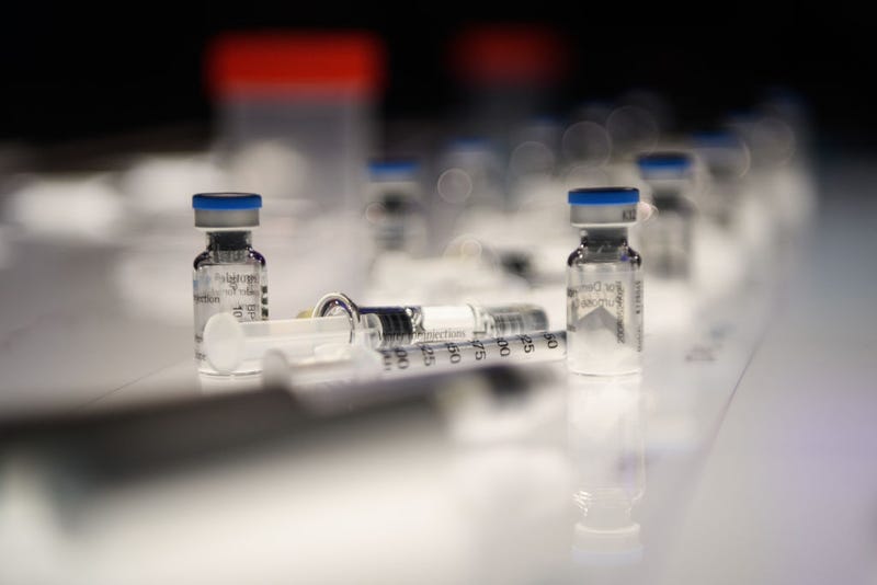 A selection of IVF hormone bottles and syringes are seen, at the Science Museum on July 23, 2018 in London, England.