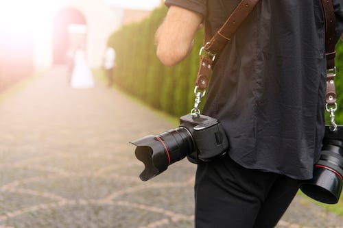 Wedding photographer takes pictures of wedding