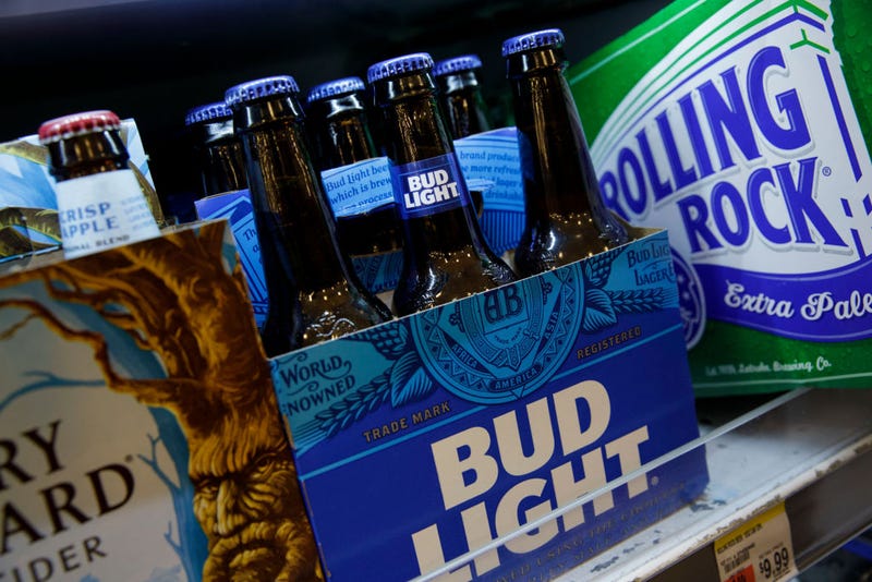 A six pack of Bud Light sits on a shelf for sale at a convenience store, July 26, 2018 in New York City. A