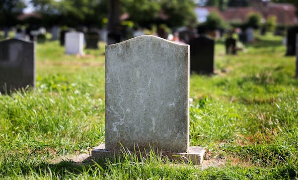 Blank tombstone in cemetary