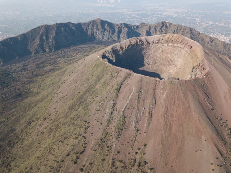 Aerial view of scenic Mt. Vesuvius. 