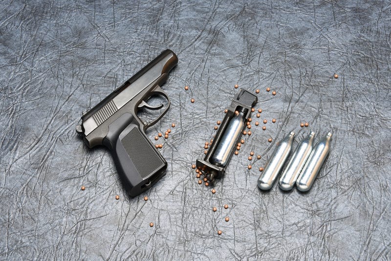 A young boy is in temporary serious condition after he was struck in the mouth with a projectile from a high-powered airsoft gun.