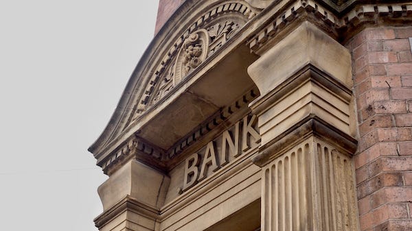 Doorway of an old bank building