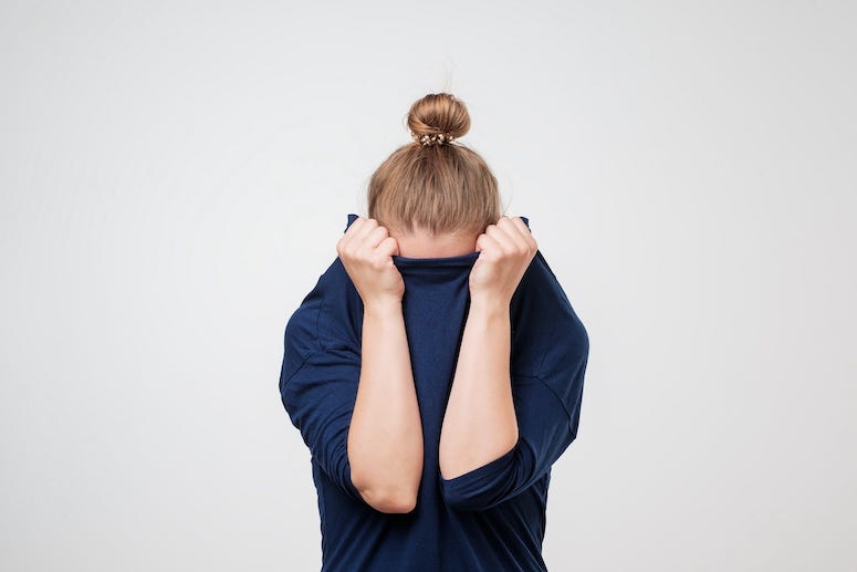 Embarrassed woman