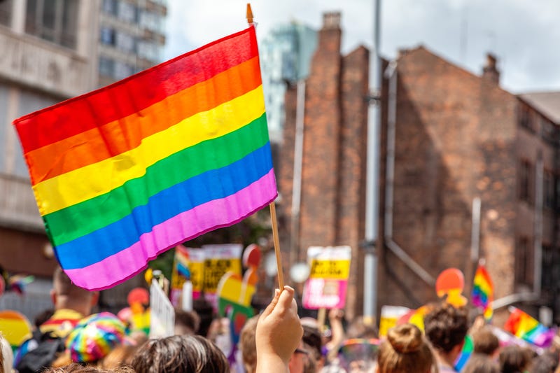 Rainbow flag at Pride parade