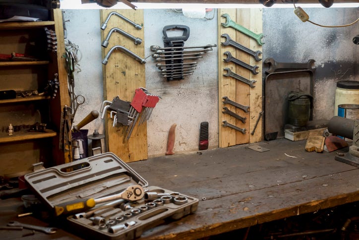Workbench and tools. 