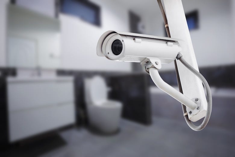 CCTV camera in a bathroom