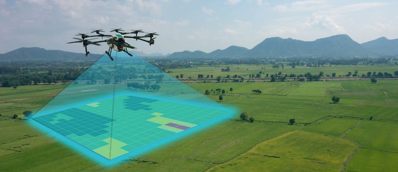 unmanned aircraft scans field