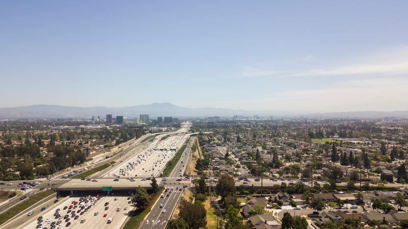 aerial view of freeway