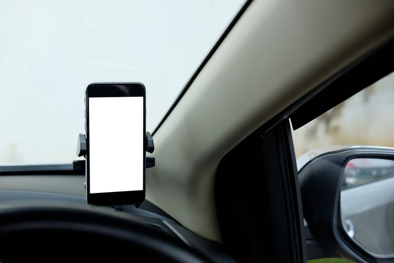GPS in a car on a phone. 
