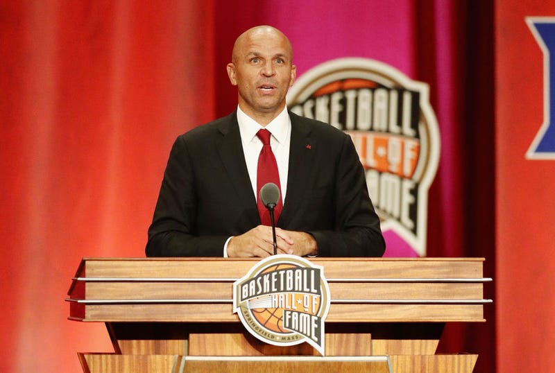 Naismith Memorial Basketball Hall of Fame Class of 2018 enshrinee Jason Kidd speaks during the 2018 Basketball Hall of Fame Enshrinement Ceremony at Symphony Hall on September 7, 2018 in Springfield, Massachusetts.