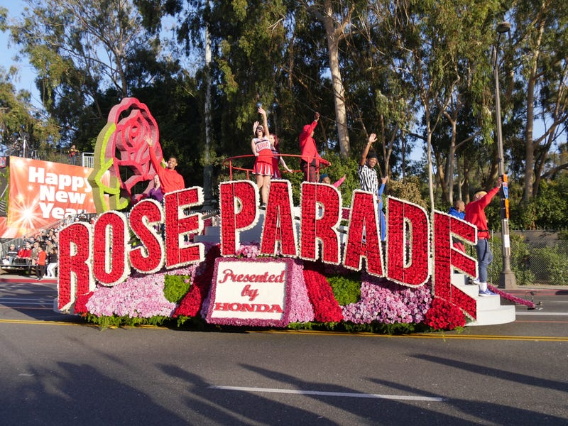PASADENA, CALIFORNIA--JANUARY 1, 2018: Close up side view of the American Honda Motor Co. float at the 129th Tournament of Roses Parade in Pasadena.