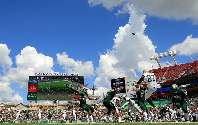 Pressley Harvin III #27 of the Georgia Tech Yellow Jackets punts during a game against the South Florida Bulls
