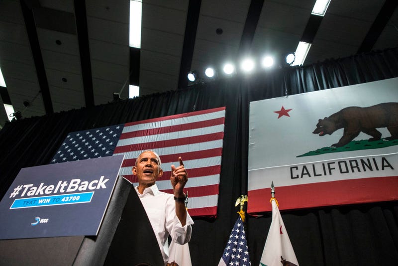 Former U.S. President Barack Obama speaks during a Democratic Congressional Campaign Committee rally at the Anaheim Convention Center on September 8, 2018 in Anaheim, California. 