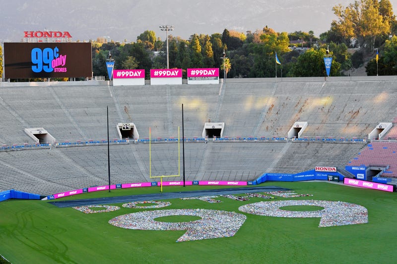 View of atmosphere at 99 Cents Only Stores Celebrates #99 Day By Setting A Guinness World Record At Rose Bowl Stadium on September 9, 2018 in Pasadena, California.
