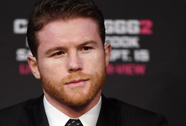 Boxer Canelo Alvarez attends a news conference