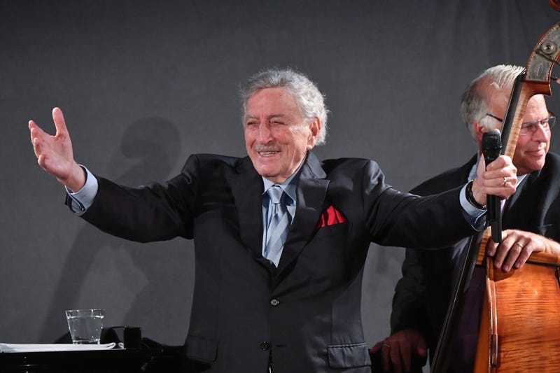 Singer Tony Bennett performs as he celebrates the release of a new album with Jazz pianist/singer Diana Krall at The Rainbow Room on September 12, 2018 in New York City