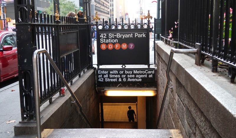The victim was slashed as he waited for a train at the Bryant Park station on Tuesday morning, police said