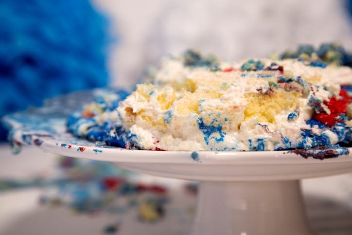 Smashed birthday cake. 