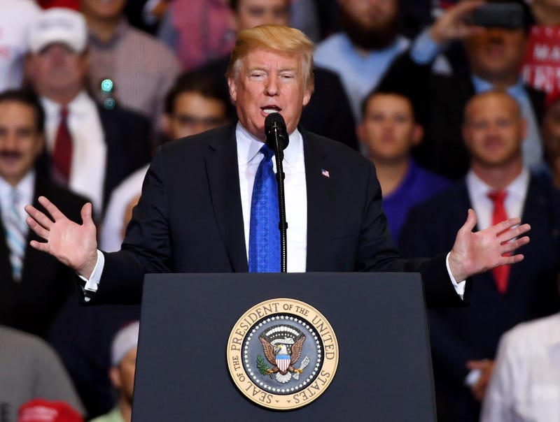 : U.S. President Donald Trump speaks during a campaign rally at the Las Vegas Convention Center