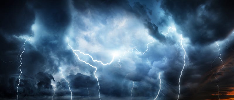 A thunderstorm with vivid lightning