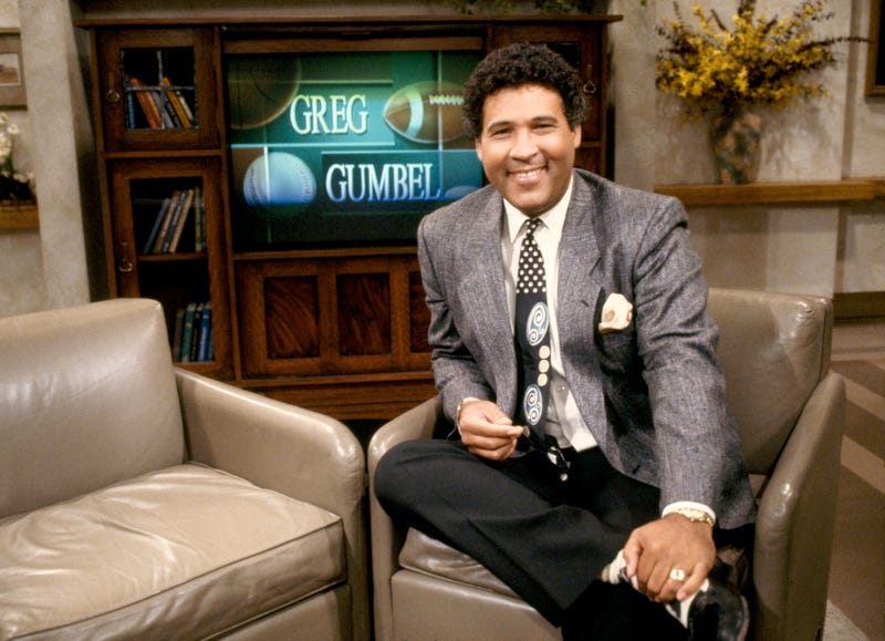 Greg Gumbel on set