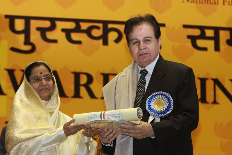 Dilip Kumar receives the Lifetime Achievement award from President Pratibha Patil at the 54th National Film Awards ceremony, on September 2, 2008 in New Delhi, India.