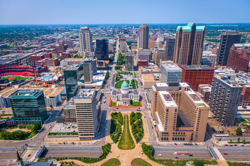 aerial image of downtown st. louis