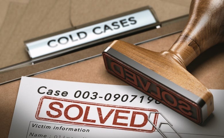 Cold case file marked “Solved”
