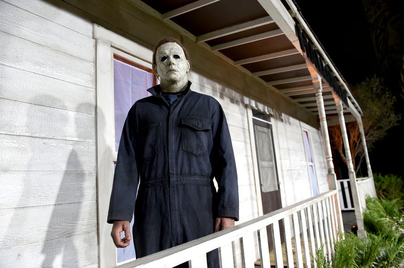 An actor dressed as the character of Michael Myers attends the Universal Pictures' "Halloween" premiere at TCL Chinese Theatre on October 17, 2018 in Hollywood, California.