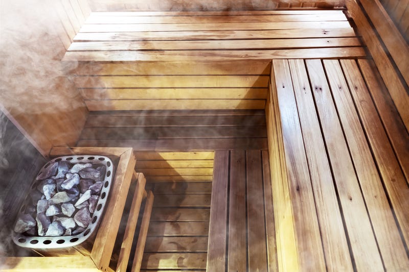 Inside a sauna