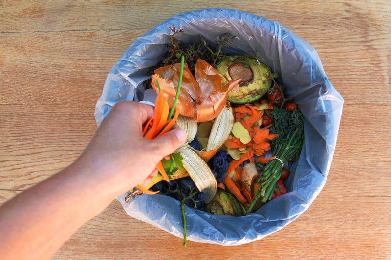 Domestic waste for compost from fruits and vegetables.