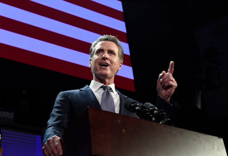 Democratic gubernatorial candidate Gavin Newsom speaks during 2018 election night event in Los Angeles, California.