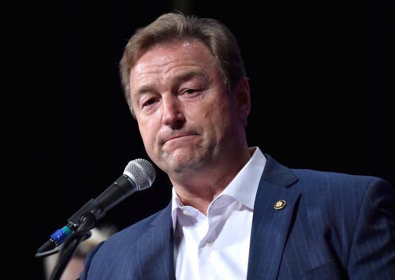 Former U.S. Sen. Dean Heller (R-NV) concedes his race against U.S. Rep. Jacky Rosen (D-NV) at the Nevada Republican Party's election results watch party at the South Point Hotel & Casino on November 6, 2018 