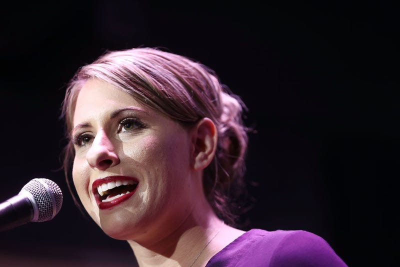 Democratic Congressional candidate Katie Hill speaks to supporters at her election night party in California's 25th Congressional district on November 6, 2018 in Santa Clarita, California.