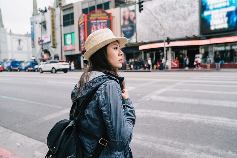 Tourist on Hollywood Boulevard.