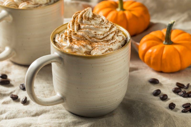 Sweet Autumn Pumpkin Spice Latte Coffee with Whipped Cream