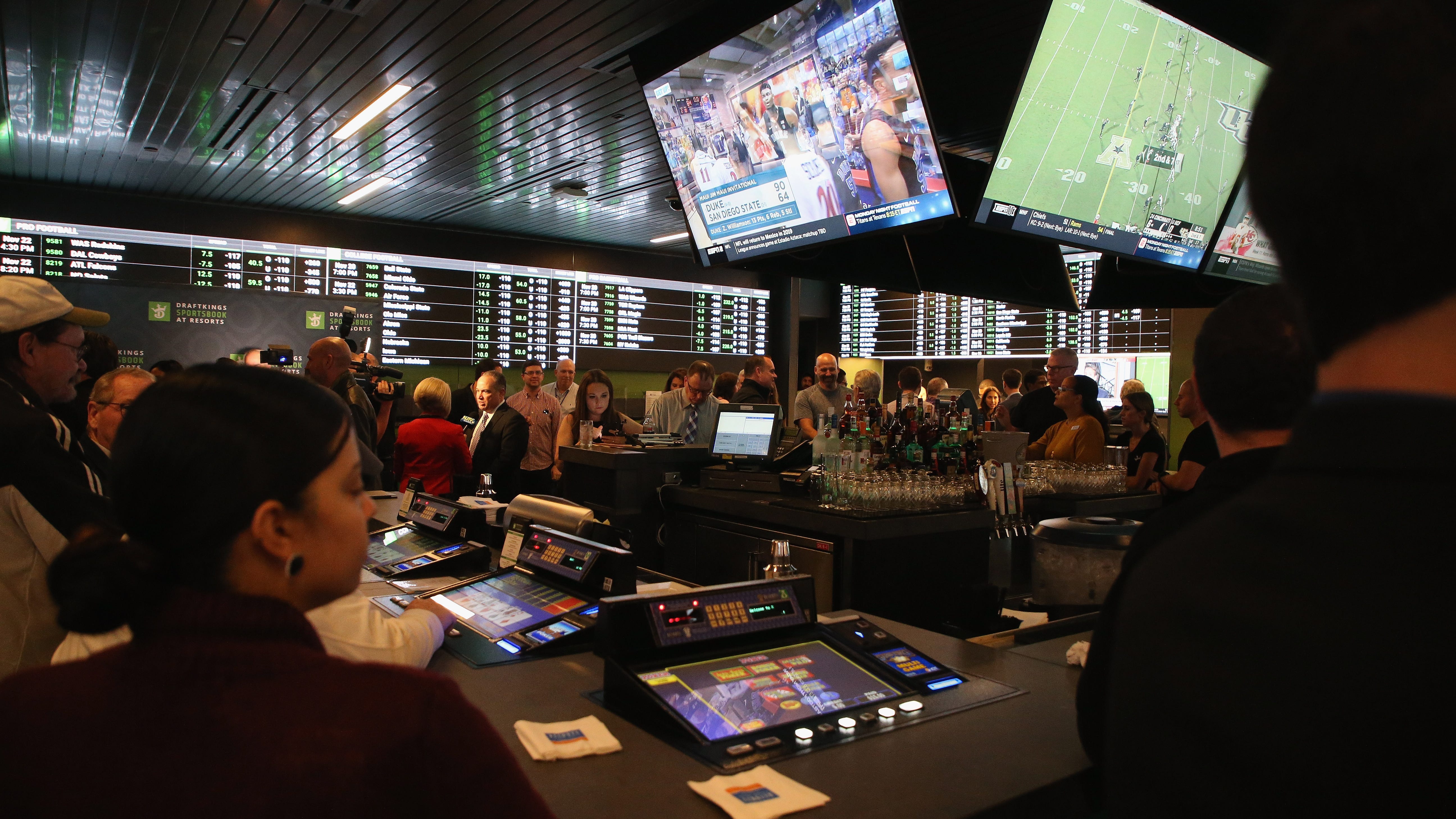 Which state bet the most money on sports in June?