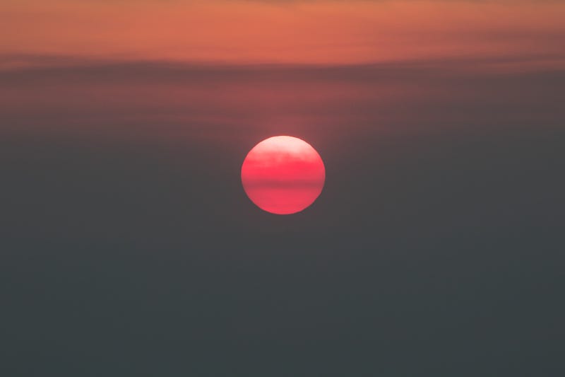 Sun glow from wildfire haze