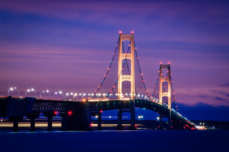 Mackinac Bridge at dusk